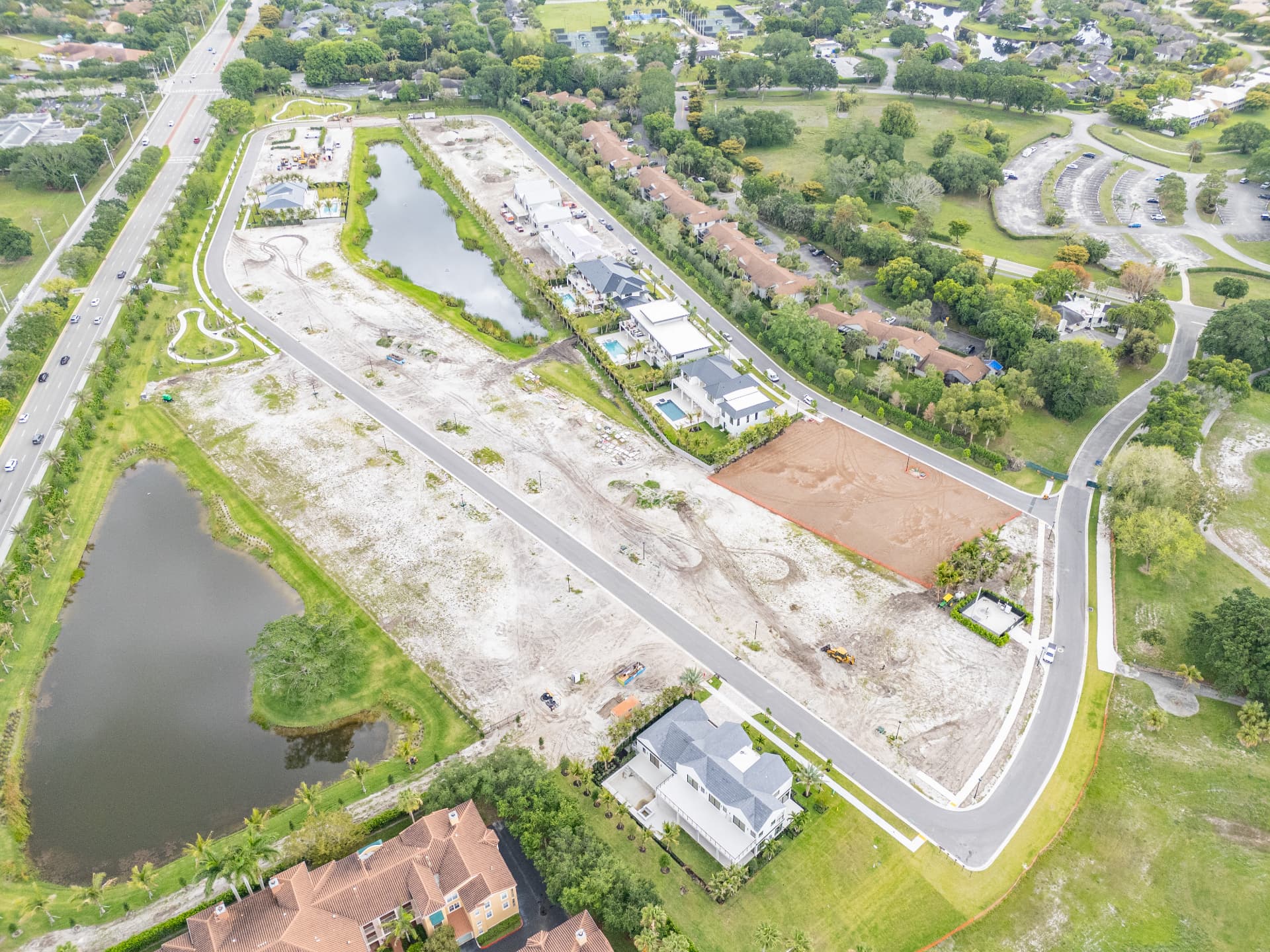 Aerial view of the Farrell Estates community site development in Wellington, Florida