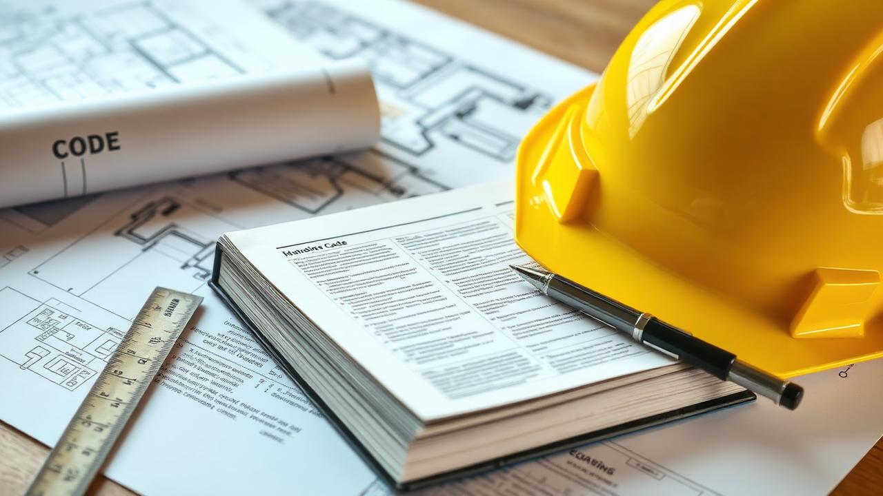 Engineer reviewing the 2025 Florida Building Code updates at a project desk