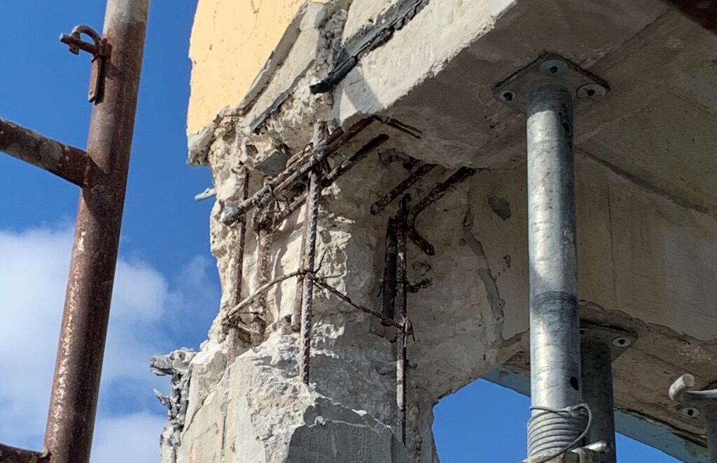 Damaged building concrete