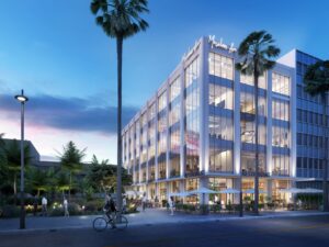 Commercial building with wide glass windows