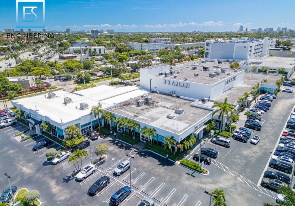 A parking lot with several cars parked in it.